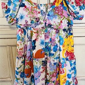 Entro Boutique Flouncy Vibrant Floral Summer Dress Size Medium